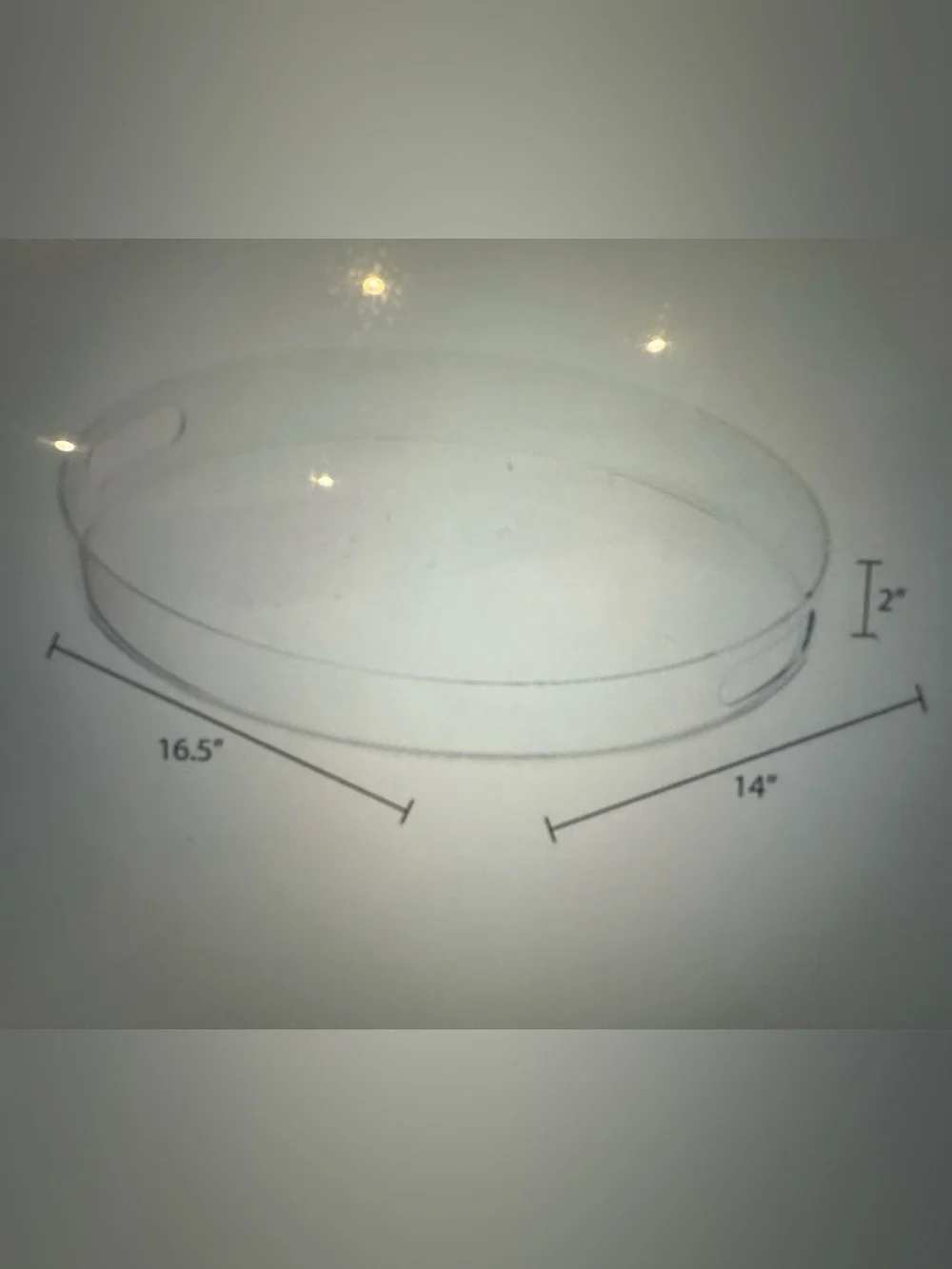 Clear Oval Serving Tray with Cutout Handles - Transparent